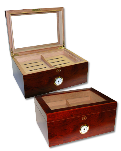 Enterprise Glass Top - Rosewood Humidor � 100 cigar capacity